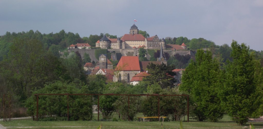 Blick am 4. Mai 2011 vom Landesgartenschau-Gelnde in Kronach auf die Altstadt und die Festung Rosenberg.