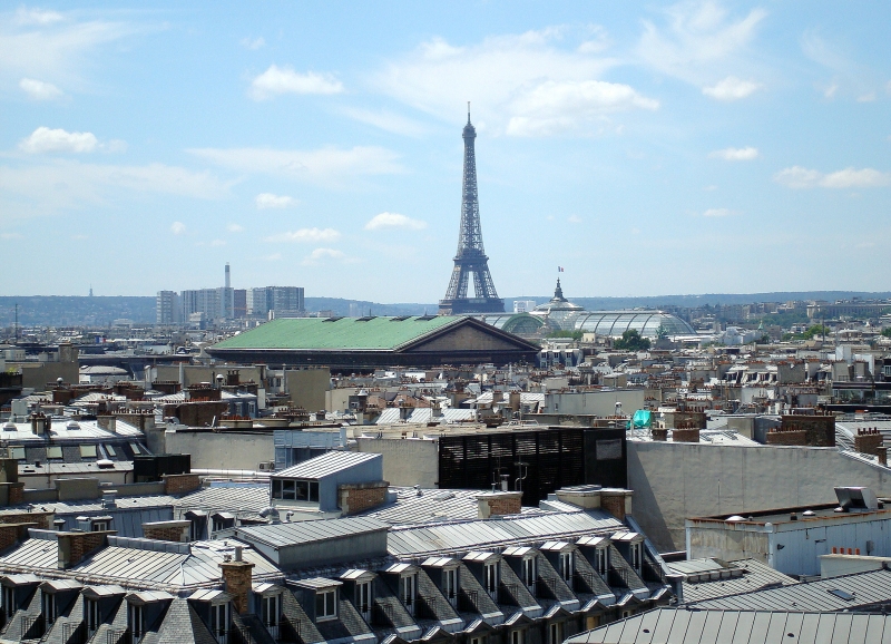 Blick von der Dachterrasse des Pariser Kaufhauses  Lafayette . 13.7.2007