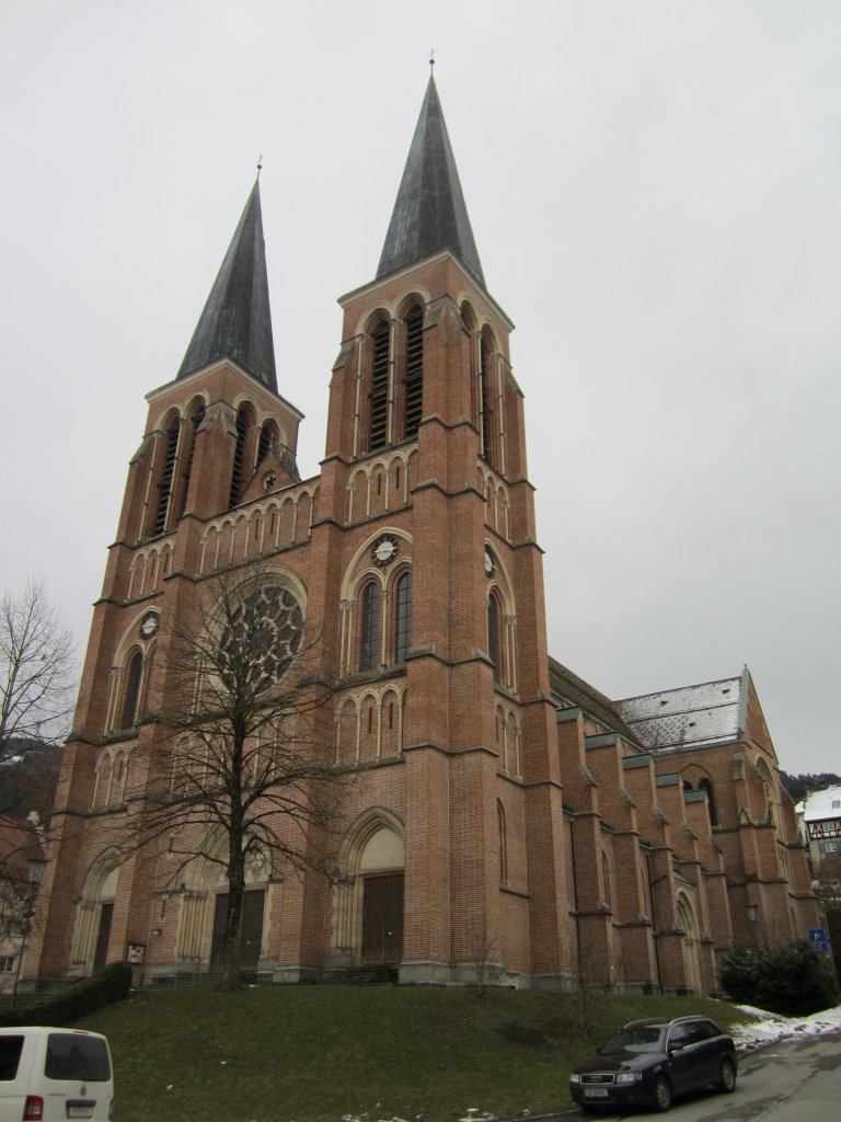 Bregenz, Herz Jesu Kirche, erbaut von 1905 bis 1906 durch Architekt Joseph Cades 
(17.03.2013)