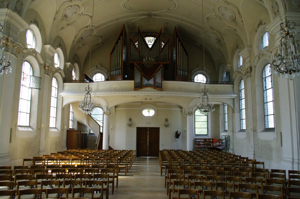 Brugg, Orgelempore der St. Niklaus Kirche, Kanton Aargau (19.04.2011)