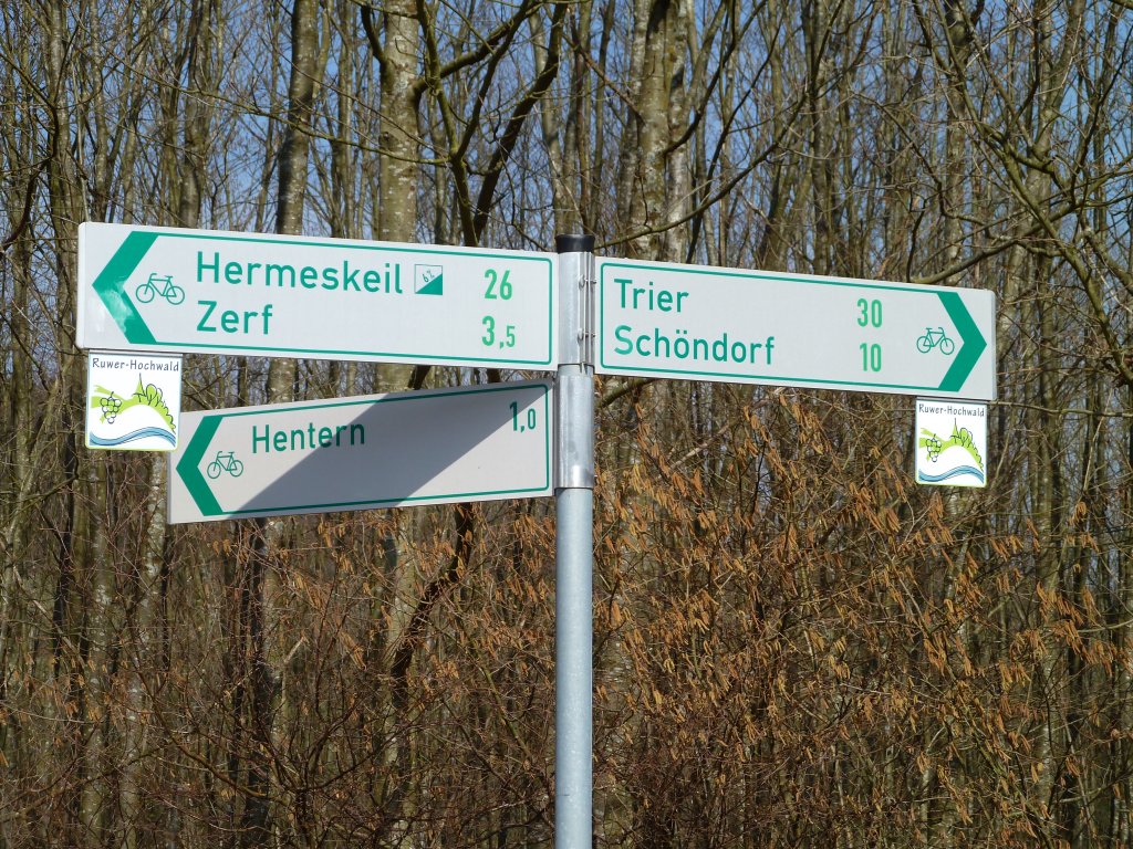 Deutschland, Rheinland-Pfalz, Ruwer Hochwald Radweg, bei Hentern, 12.03.2011
