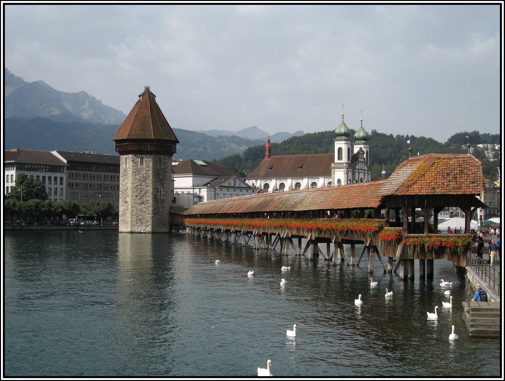 Die Kapellbrcke in Luzern, aufgenommen am 23.07.2009.