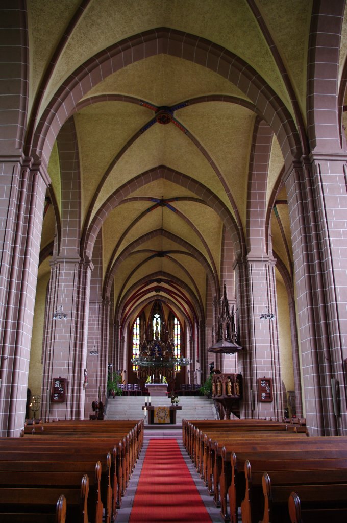 Einbeck, Stiftskirche St. Alexandri, erbaut ab 1290, neugotischer Hochaltar und 
Kanzel aus dem 19. Jahrhundert (10.05.2010)