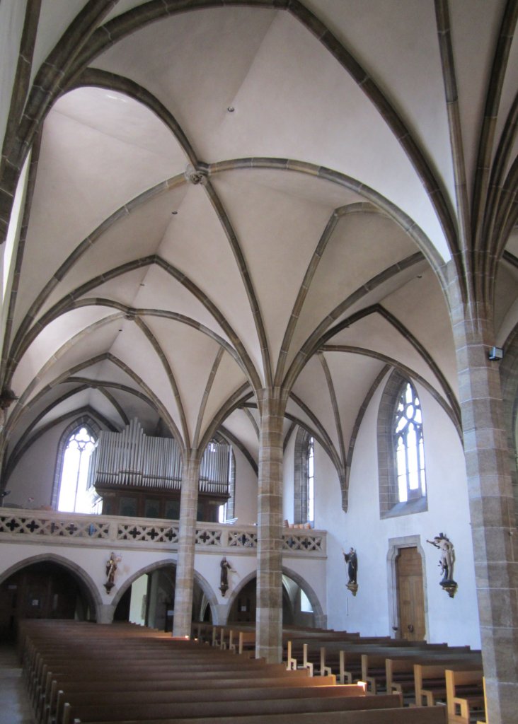 Enns, Langhaus der Pfarrkirche Maria Schnee, ehemalige Minoritenklosterkirche, erbaut im 13. Jahrhundert (21.04.2013)
