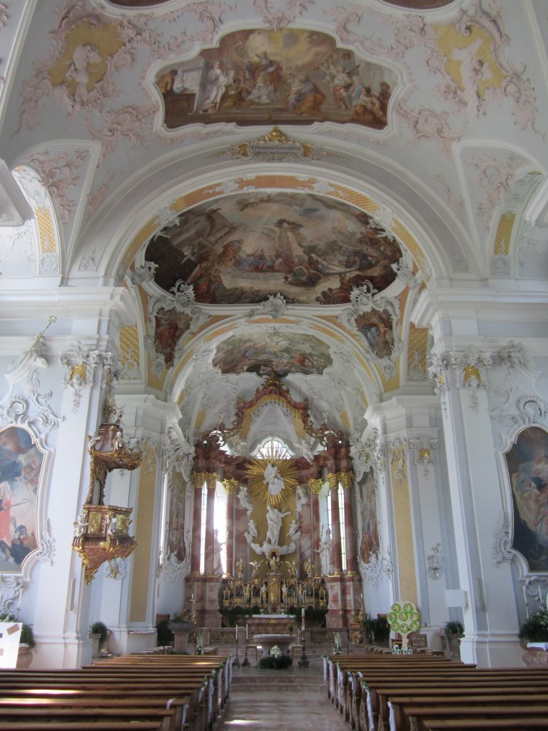 Fiecht, Hochaltar der Stiftskirche St. Josef, Stuck von Franz Xaver Feuchtmayer und 
Johann Georg blhr (09.05.2013)
