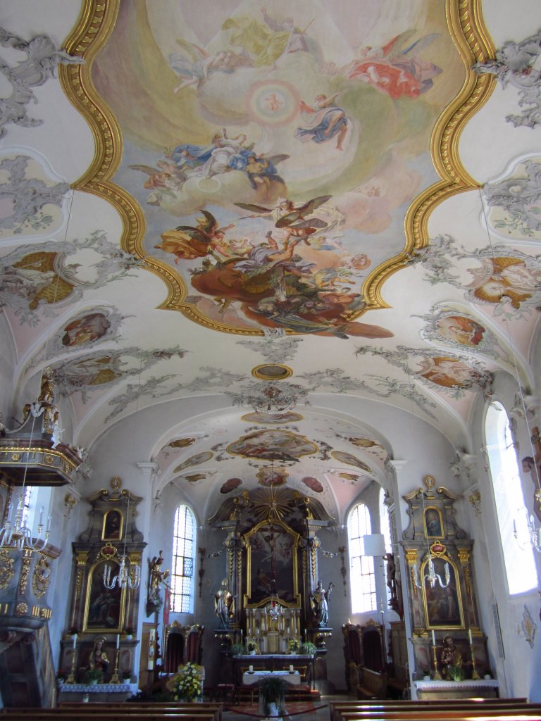Fischach, St. Michael Kirche, Altre und Deckengemlde von 1753 (23.07.2012)