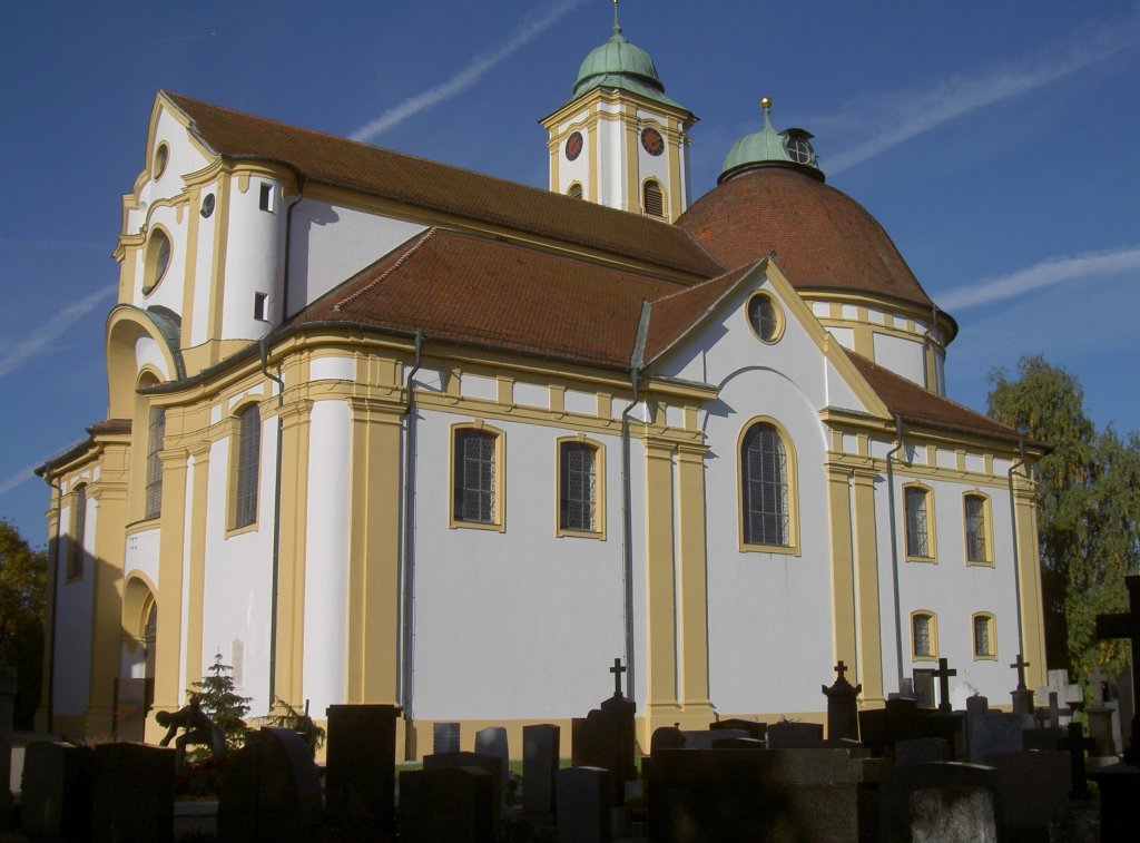 Friedberg, Wallfahrtskirche zu unseres Herrn Ruhe, erbaut im 18. Jahrhundert, 
Kuppelgemlde von C. D. Asam, Kreis Aichach-Friedberg (08.10.2010)