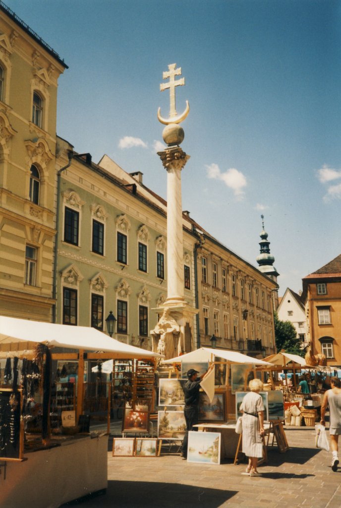 Klagenfurt, Dreifaltigkeitssule auf dem Alten Platz (Juli 1996)