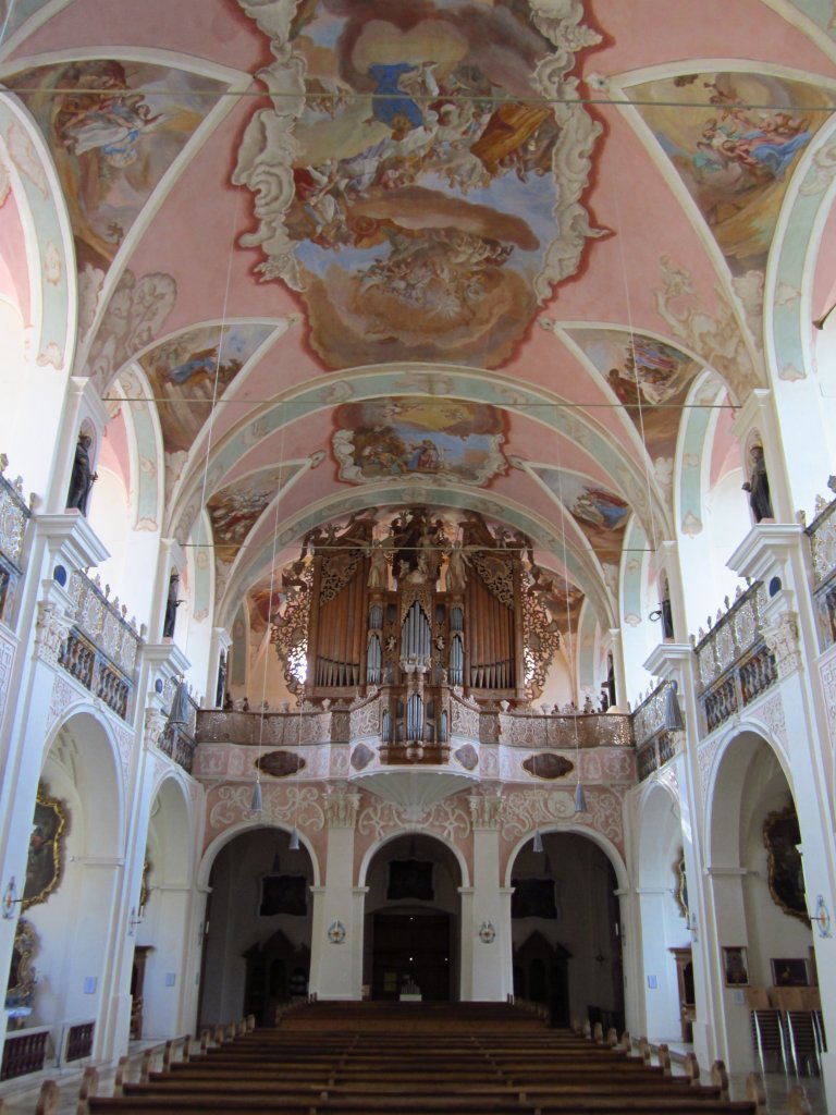 Maihingen, Klosterkirche Maria Immaculata, Barockorgel von 1734, erbaut von J. M. 
Baumeister (15.07.2012)