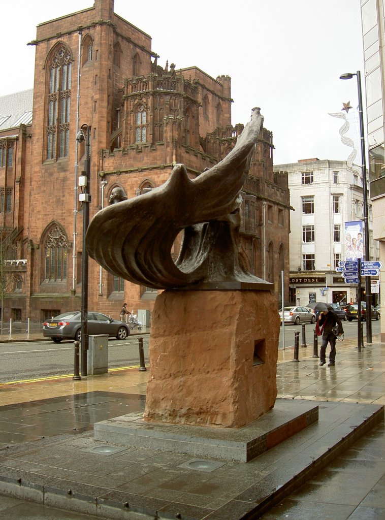 Manchester, Chopin Denkmal und St. Johns Bibliothek (07.12.2011)