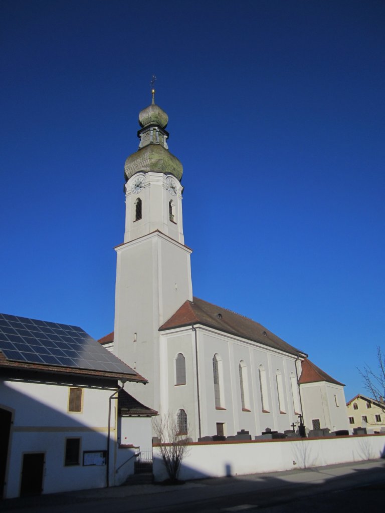 Mettenheim, St. Michael Kirche, barocke Wandpfeilerkirche, erbaut von 1717 bis 1720 
(30.12.2012)