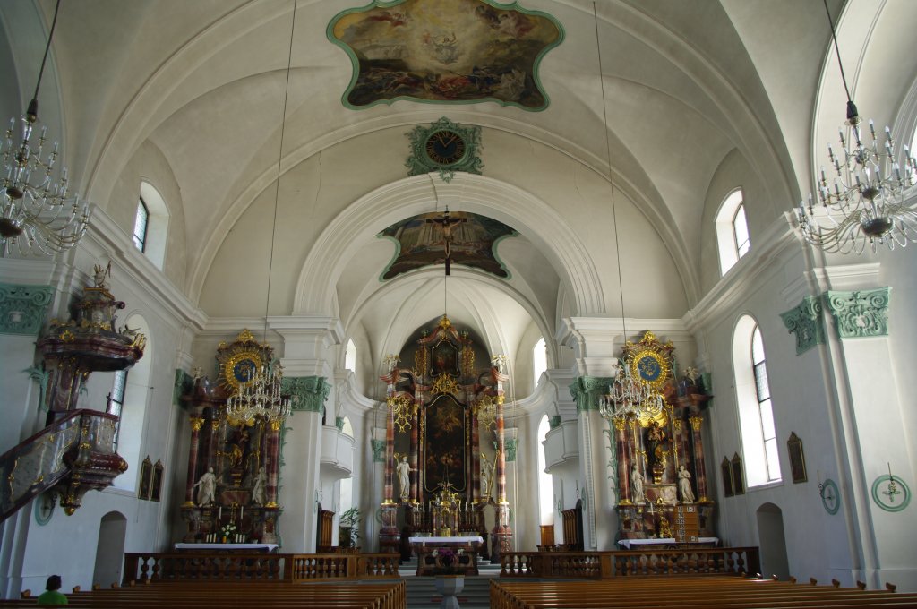 Nfels, St. Fridolin Kirche und Hilarius, erbaut 1778 bis 1781 von 
Jakob Singer, Kanton Glarus (03.07.2011)