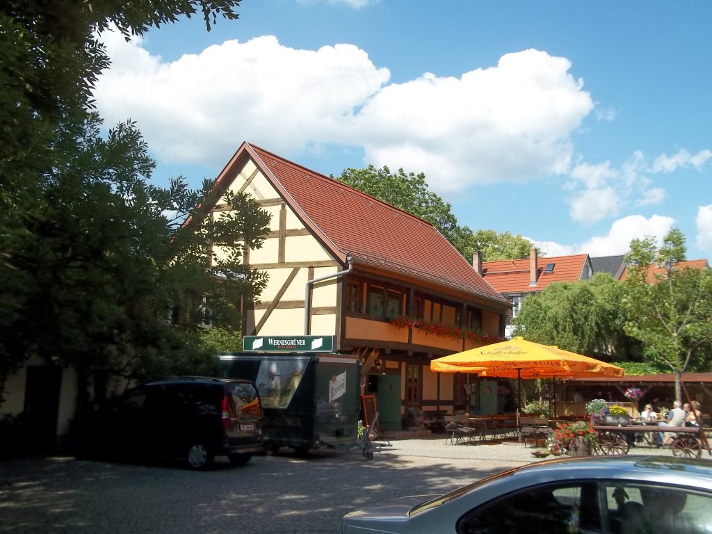 Neuruppin, Spitalhof, 'Uphus' (ltestes Haus der Stadt), aufgenommen am 22.06.2012
