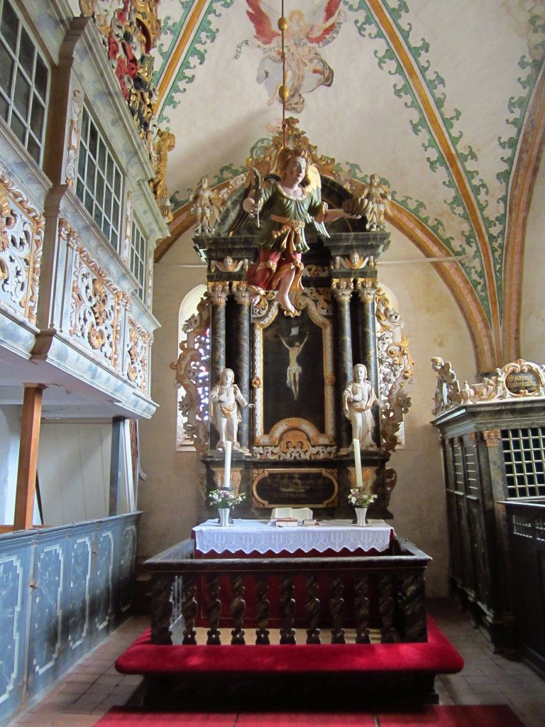 Rerik, Ev. Kirche, barocker Altar und Logenempore von 1754 (13.07.2012)