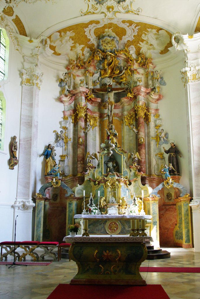 Scheppach, Wallfahrtskirche Allerheiligen, Rokoko Altar von 1755 
Landkreis Gnzburg (04.05.2011)