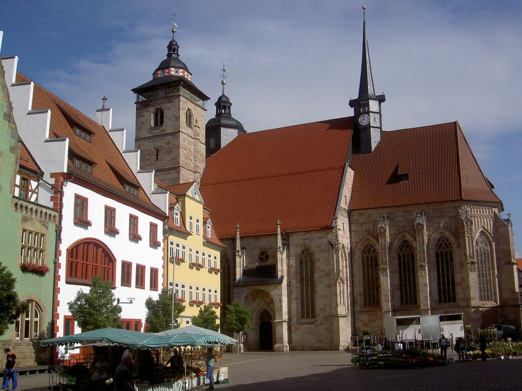 Schmalkalden, Stadtkirche St. Georg, erbaut von 1437 bis 1509, sptgotische Hallenkirche, 1537 predigte hier Martin Luther (16.06.2012)