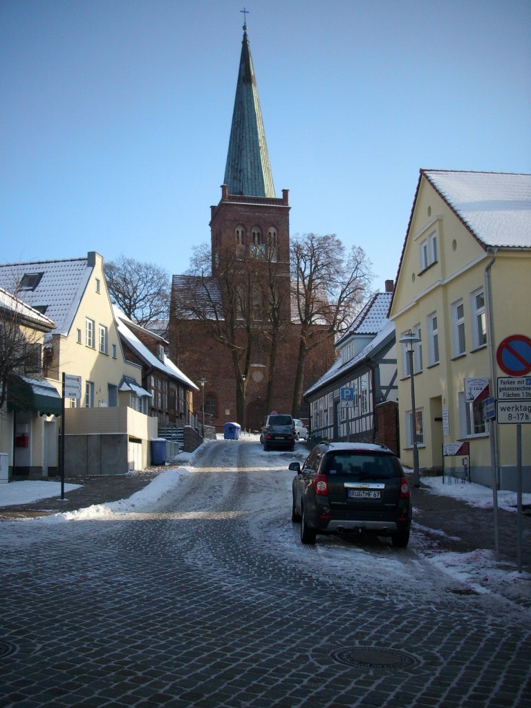 St.Marienkirche im Winter in Bergen/Rgen.