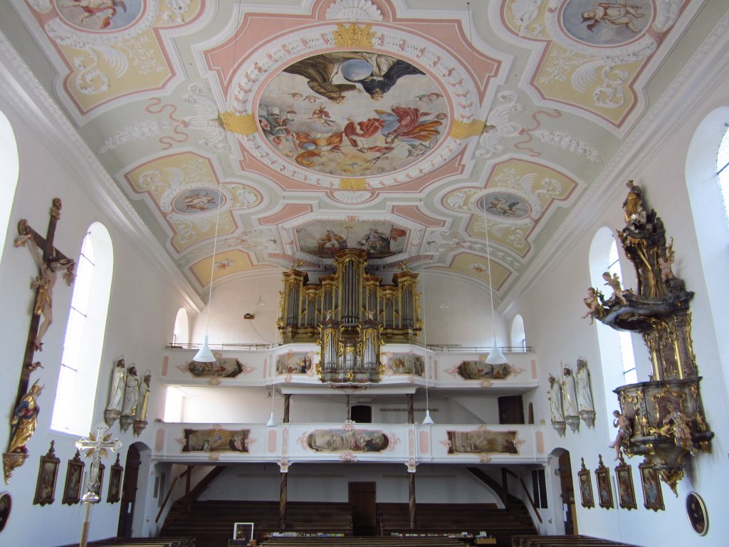 Tussenhausen, Orgelempore der St. Martin Kirche, Kreis Unterallgu (18.07.2012)