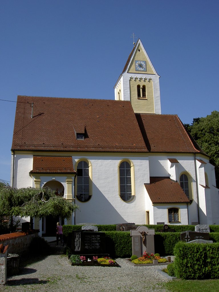 Unterauerbach, Kath. Filialkirche St. Michael, erbaut in der 2. Hlfte des 15. Jahrhunderts, Kreis Unterallgu (23.07.2012)