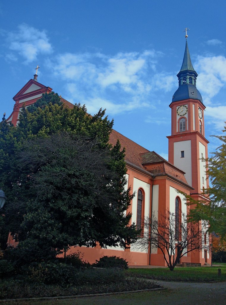 Waldkirch, die Stiftskirche St.Margaretha des ehem.Chorherrenstifts, erbaut 1732-34 von Peter Thumb (der berhmte Baumeister aus dem Vorarlberg schuf auch die Kirchen von St.Peter, Birnau und St.Gallen), Okt.2010