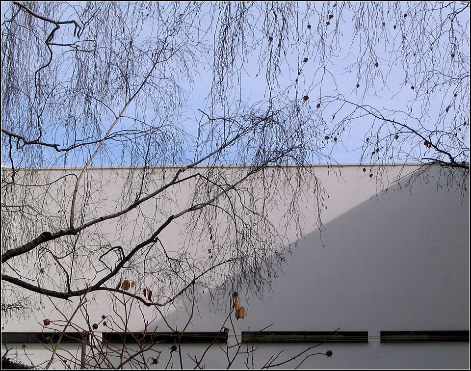 Weienhofsiedlung: Rckseite des Zweifamilenhauses von Le Corbusier. 25.02.2010 (Gisela)