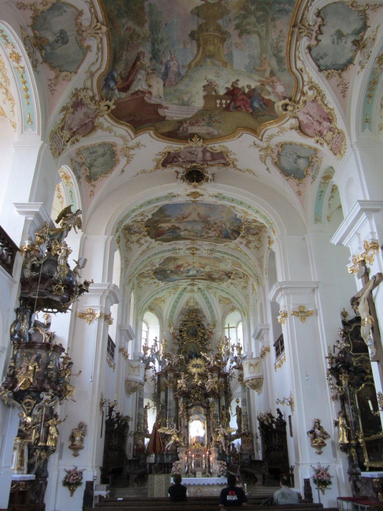 Wemding, Rokoko Ausstattung der Wallf. Kirche Maria Brnnlein, Gnadenaltar von 1756, Kanzel von F. Anton Anwander, Deckenfresken von Johann Zimmermann (16.06.2013)