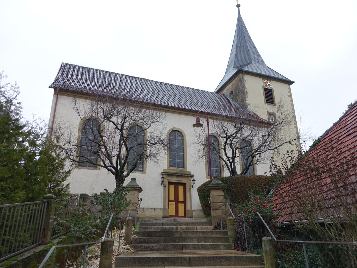 Adersbach, evangelische Pfarrkirche St. Laurentius, erbaut von 1780 bis 1782 (23.12.2018)