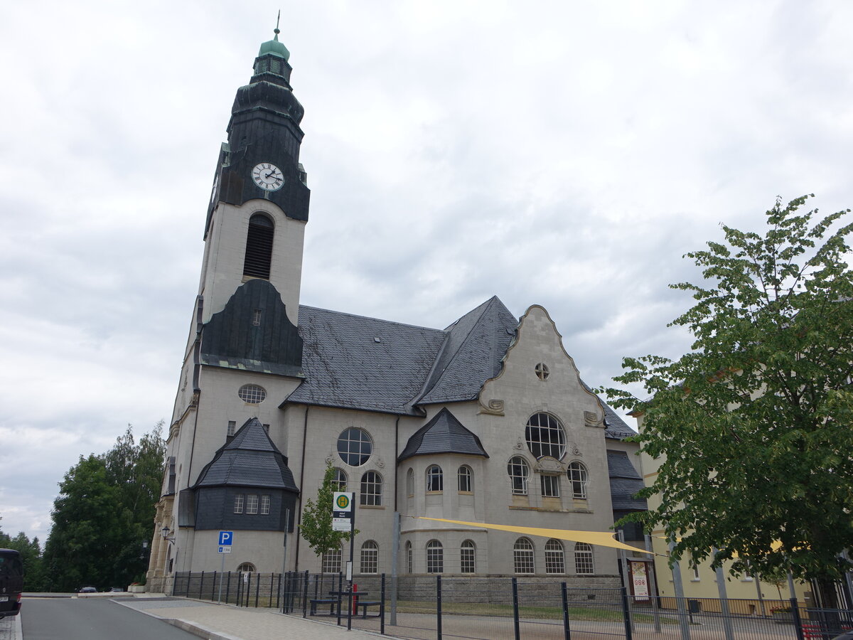 Adorf, Ev. St. Michaelis Kirche, Jugendstil, erbaut von 1905 bis 1906 (22.07.2023)