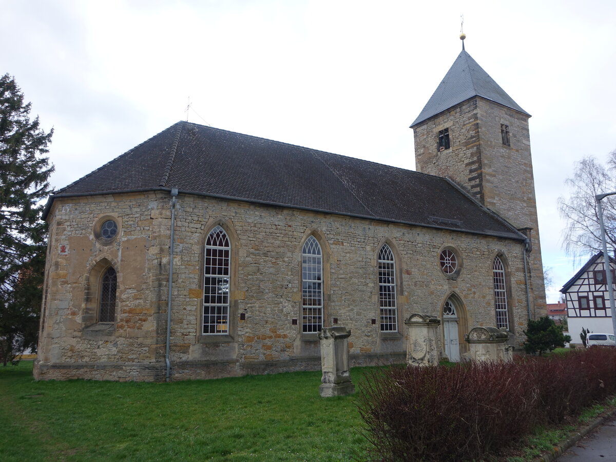Alach, evangelische St. Ulrich Kirche, erbaut 1865 (25.03.2023)