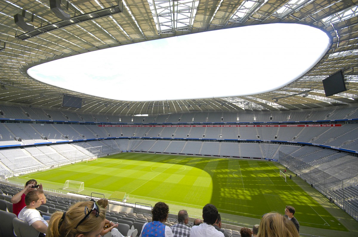 Allianz Arena in Mnchen. Aufnahme: Juli 2008.