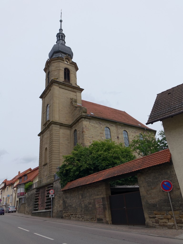 Angelbachtal, Ev. Kirche von Eichtersheim, erbaut 1792, Kirchturm von 1886 (31.05.2015)