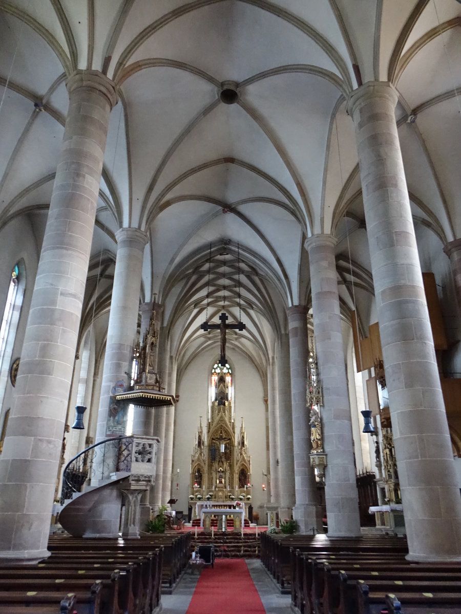 Appiano/Eppan, Innenraum der St. Pauls Kirche, Kreuzrippengewlbe von Andrea Crivelli (27.10.2017)