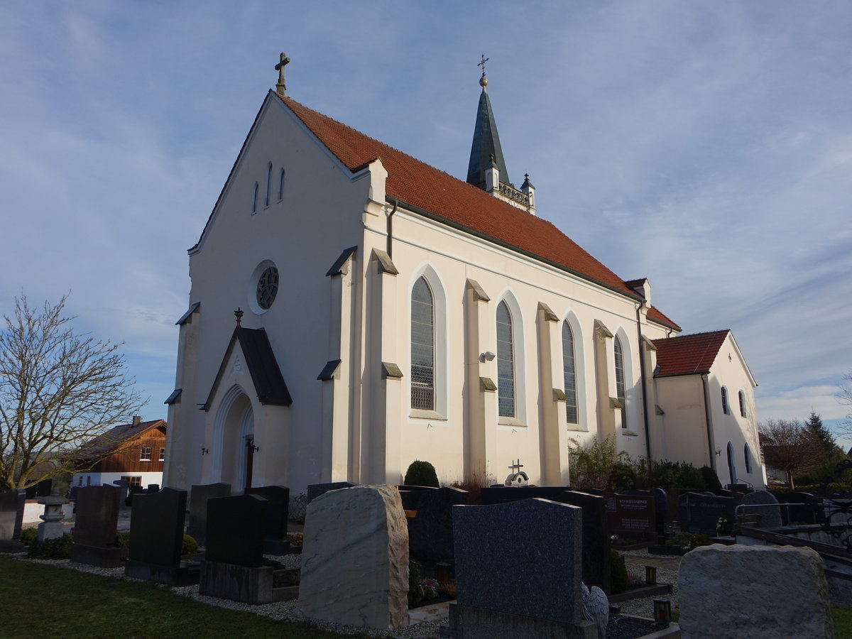Aufhausen, St. Michael Kirche, neugotische Saalkirche von 1894, Turm 13. Jahrhundert (21.11.2016)