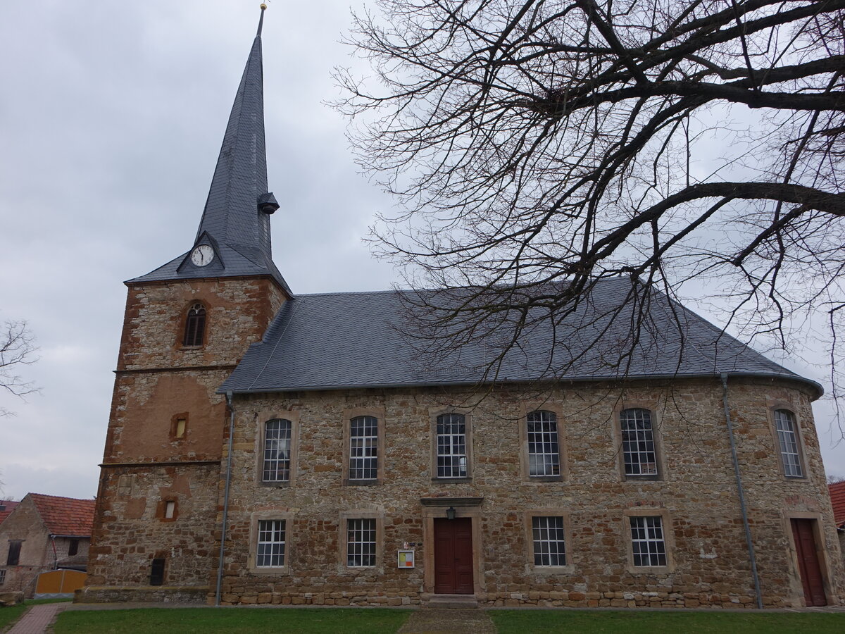 Backleben, evangelische St. Severinus Kirche, erbaut im 18. Jahrhundert (08.04.2023)