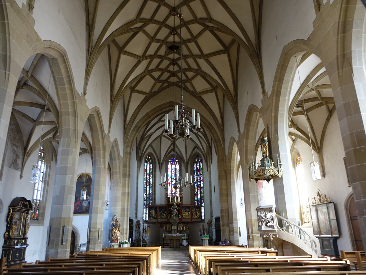 Bad Knigshofen, Innenraum der kath. Pfarrkirche Maria Himmelfahrt (15.10.2018)