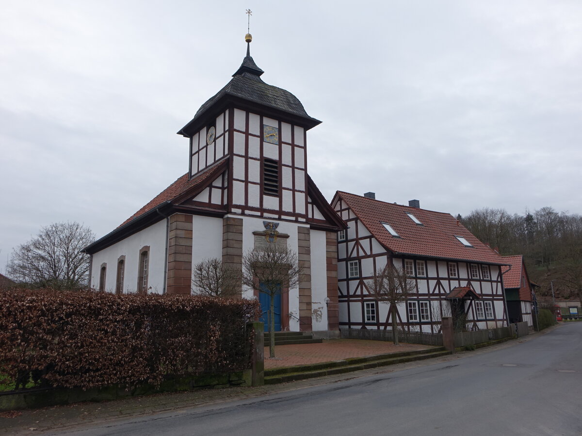 Benniehausen, evangelische St. Urban Kirche, erbaut von 1779 bis 1787 (18.03.2024)
