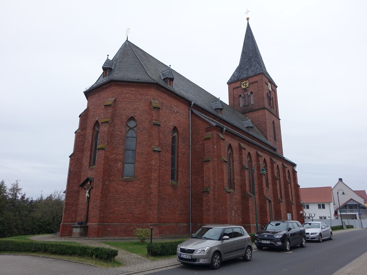Berlingerode, kath. Pfarrkirche St. Stephanus, erbaut 1896 (18.03.2024)