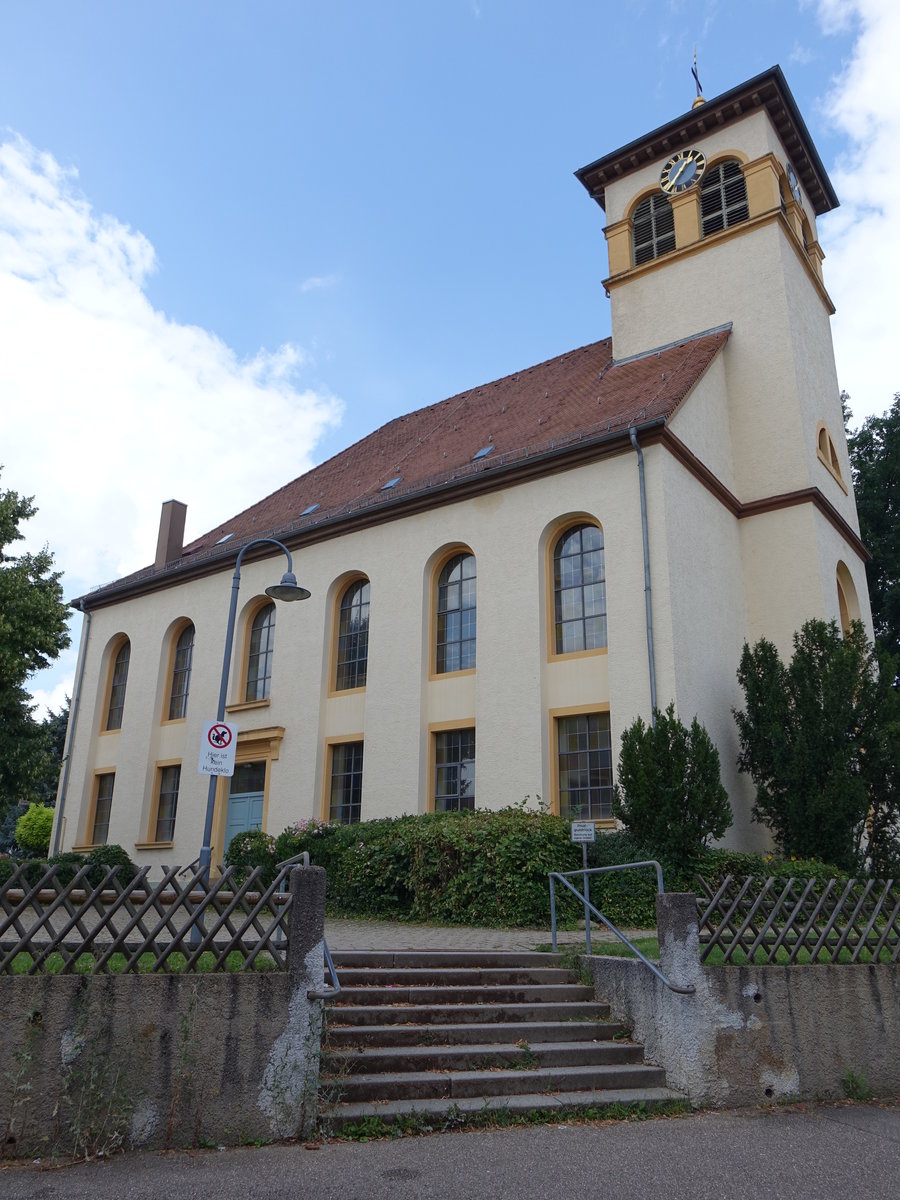 Berwangen, Ev. Kirche, erbaut von 1823 bis 1824 an Stelle eines Vorgngerbaus aus dem 15. Jahrhundert (25.07.2016)