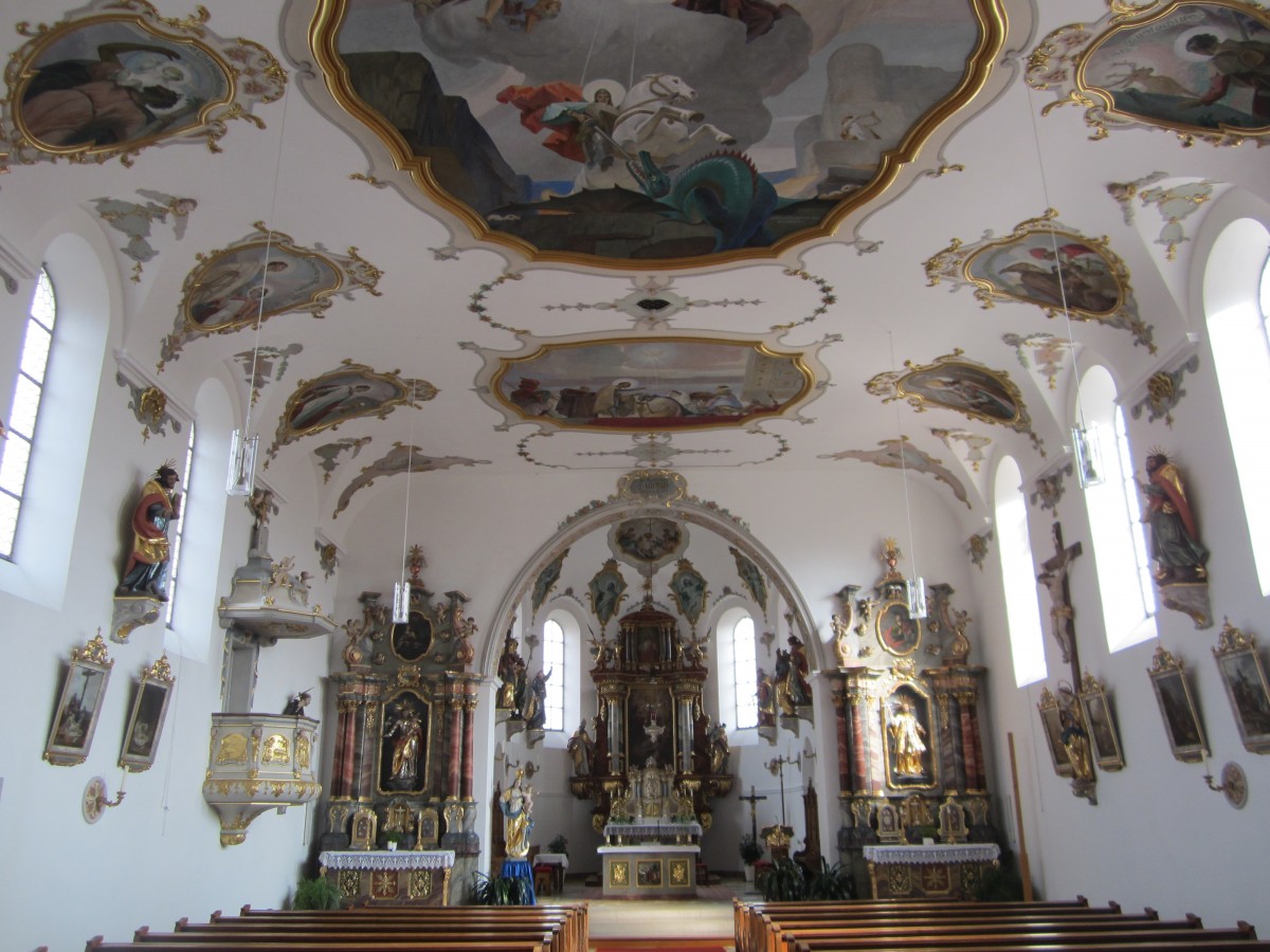 Biessenhofen, Altre und Kanzel von 1730 der St. Georg Kirche (06.03.2014)