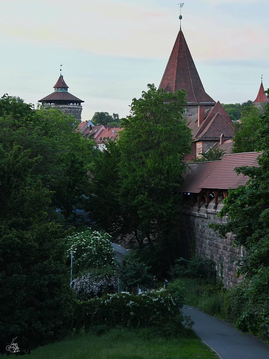Blick auf die die Nrnberger Stadtmauer. (Juni 2019)