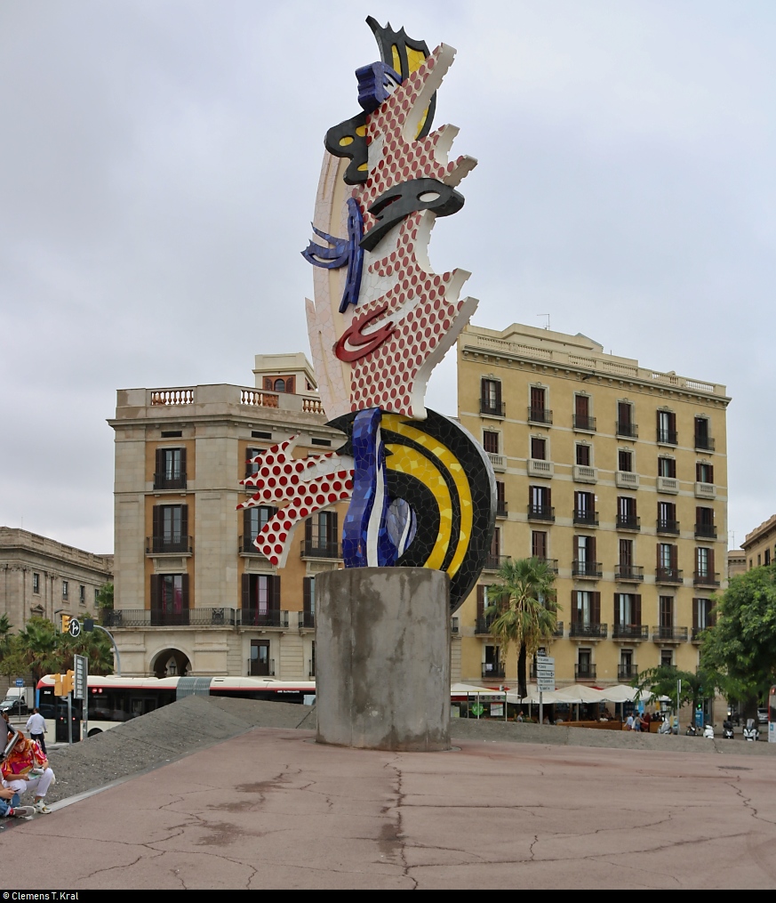 Blick auf die El Cap de Barcelona, eine von 1991 bis 1992 vom Knstler Roy Lichtenstein errichtete surrealistische Skulptur in Barcelona (E).
[18.9.2018 | 14:34 Uhr]