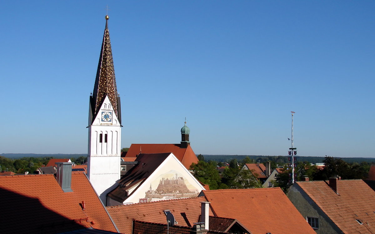 Blick von der Burg auf Vohburg mit St. Andreas (25.08.2016)