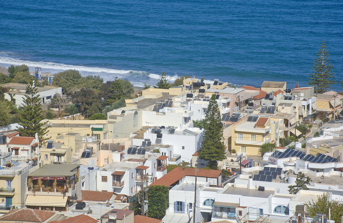 Blick ber Platanias auf der Insel Kreta. Aufnahme: 19. Oktober 2016.