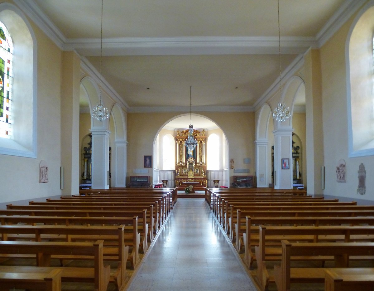 Blodelsheim, Blick zum Altar in der Kirche St.Blasius, Juni 2017
