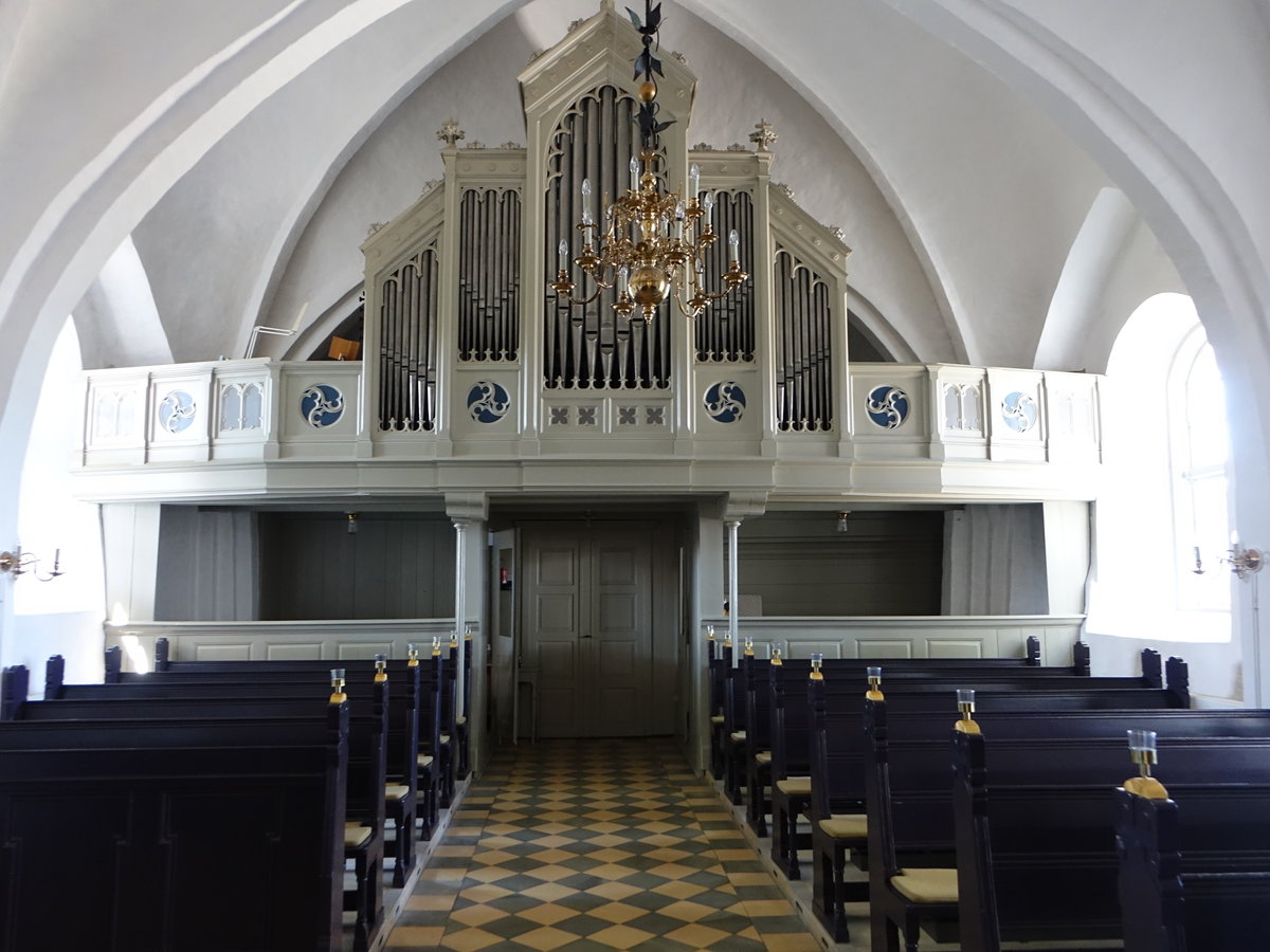 Bogense, Orgelempore in der Ev. St. Nikolai Kirche (06.06.2018)