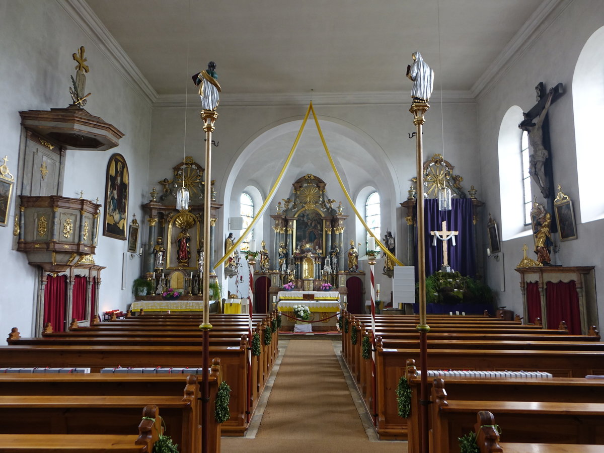 Brennberg, Altre und Kanzel in der kath. Pfarrkirche St. Rupert (05.06.2017)