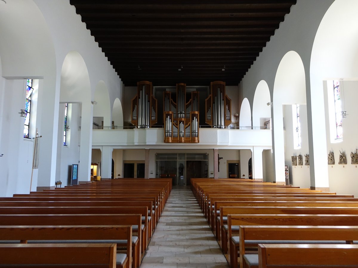 Brtzingen, Orgel von Rudolf Kubak in der kath. St. Antonius Kirche, Kirche erbaut von 1934 bis 1935 (01.07.2018)