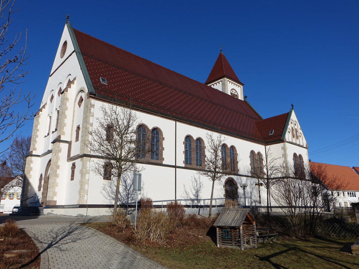 Bubsheim, kath. St. Jakobus Kirche, erbaut von 1901 bis 1902 durch Josef Cades (31.12.2016)