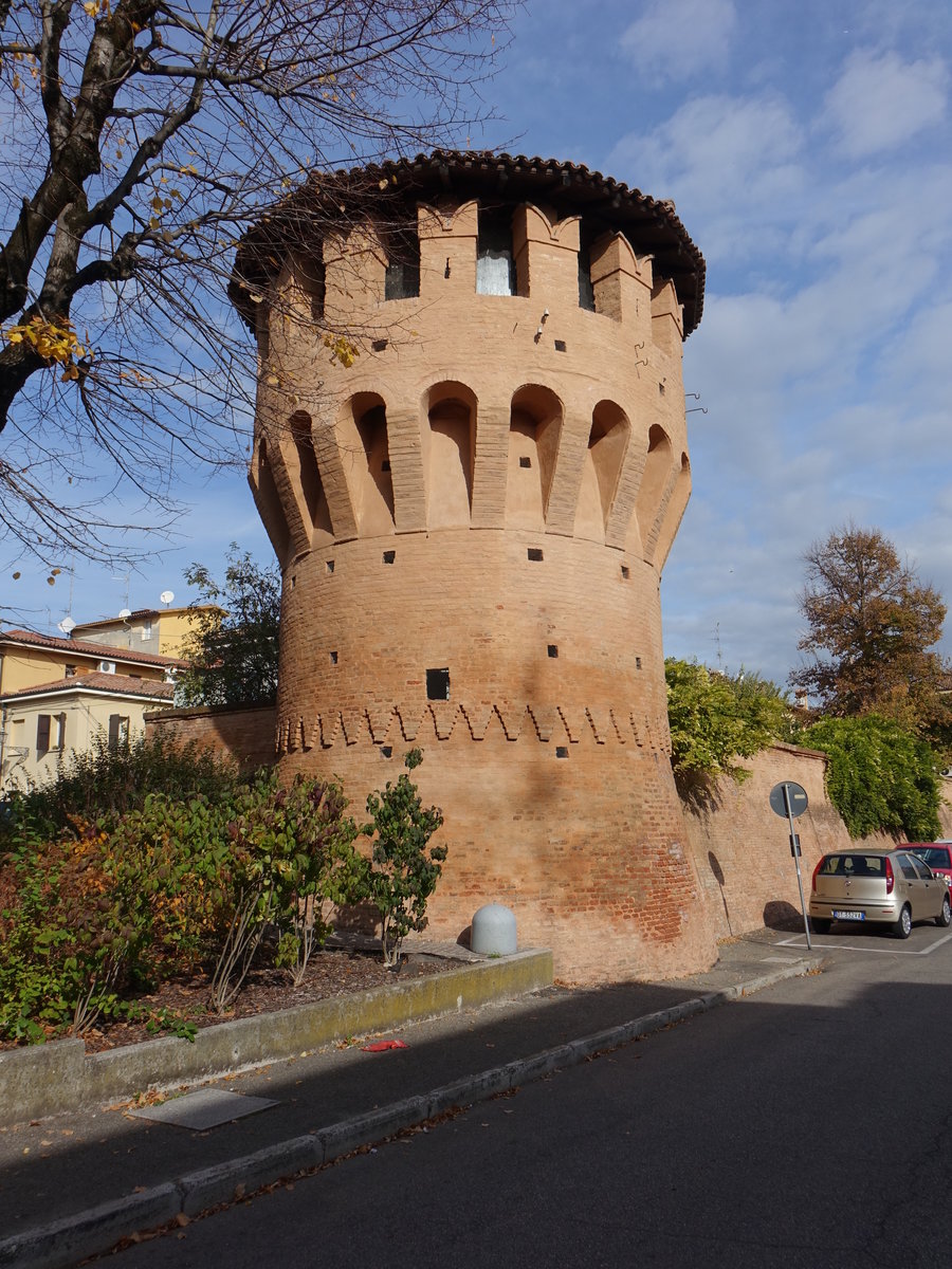 Budrio, Turm Torre Sud-Est der Stadtmauer aus dem 17. Jahrhundert (31.10.2017)