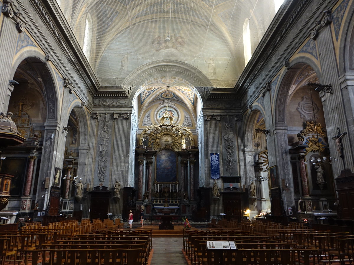 Castres, barocker Innenraum der Kathedrale Saint-Benoit, Ausstattung aus dem 18. Jahrhundert (30.07.2018)